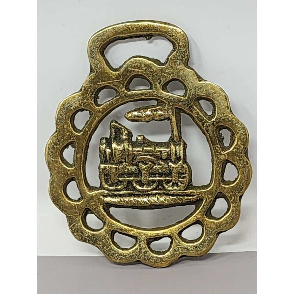 Vintage Brass Train Motif Decorative Wall Hanging‎